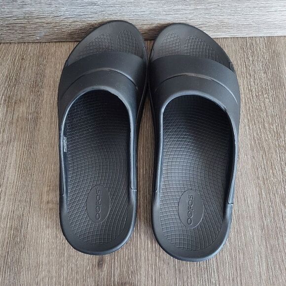 Oofos Men's OOahh Slide Sandal - Black - Size 13 - Picture 6 of 9